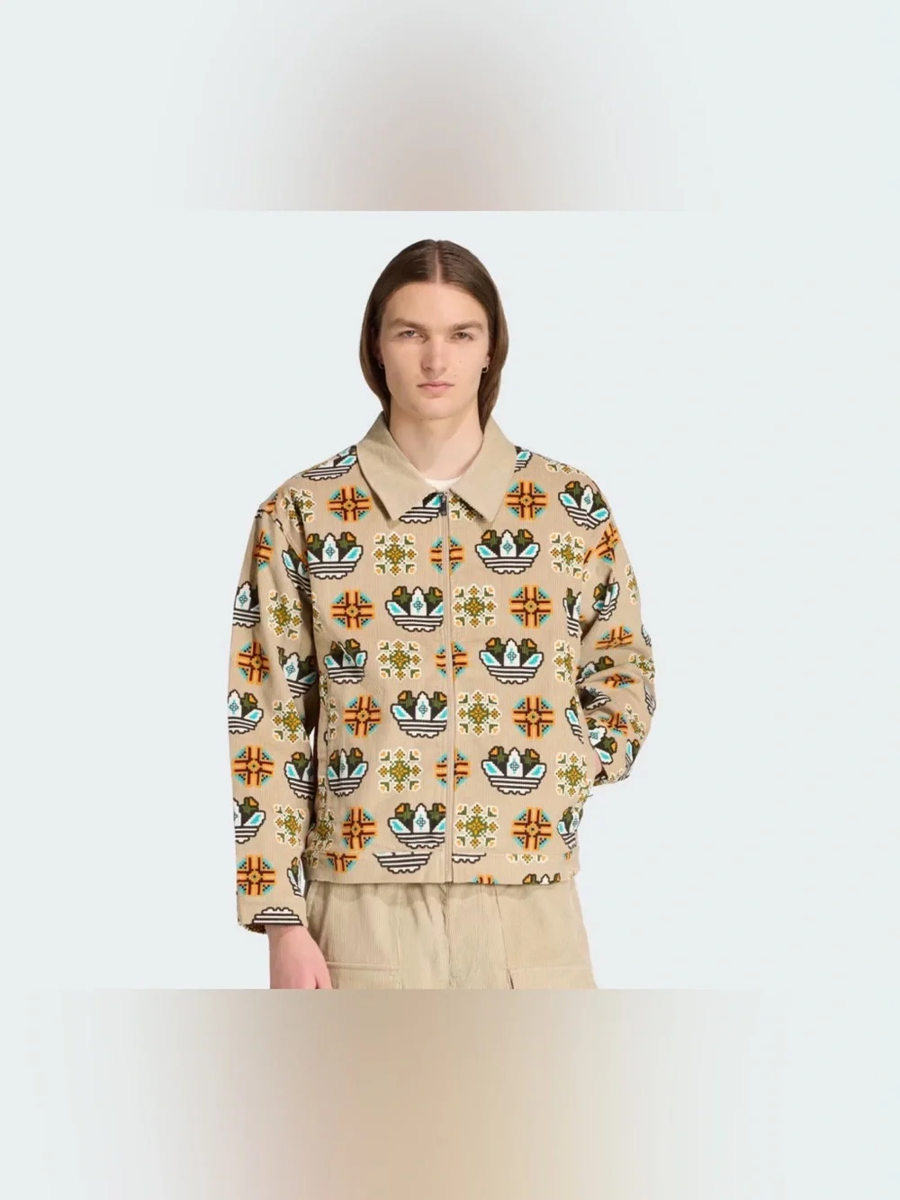 Adidas Originals Men’s 2XL Monogram All Over Print Loose Coach Tan Jacket JY2998
